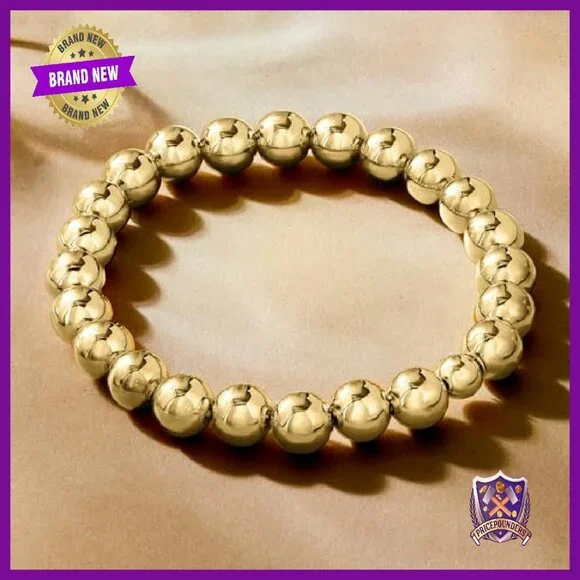 Italian 8mm Gold Over Sterling Stretch Bracelet 7 Inch